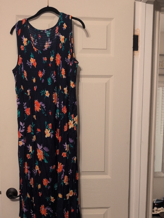 croft & barrow Dresses & Skirts - croft & barrow Navy Floral Sleeveless Maxi Dress with Orange & Purple Blooms